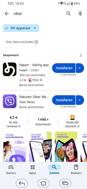Selecteer de app