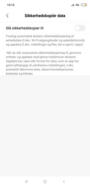 Aktiver Slå sikkerhedskopier til