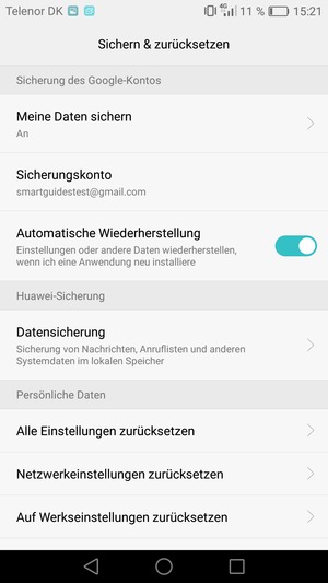 Wählen Sie Sicherungskonto