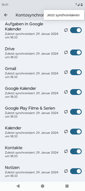 Wählen Sie Jetzt synchonisieren