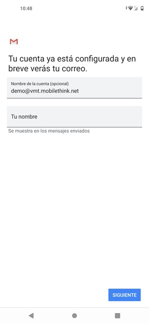 Déle a su cuenta un nombre y escriba su nombre. Seleccione SIGUIENTE