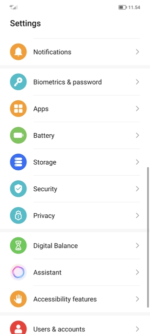 Scroll to and select Security