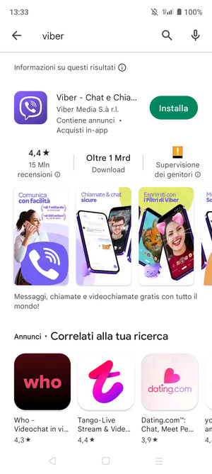 Seleziona l'applicazione