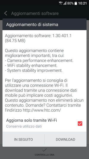 Se il tuo telefono non è aggiornato, seleziona DOWNLOAD