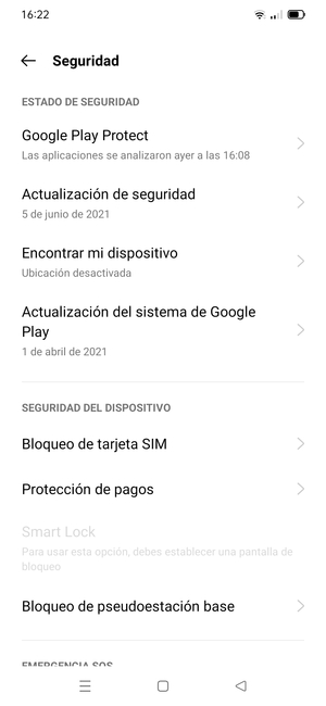 Desplácese y seleccione Bloqueo de tarjeta SIM