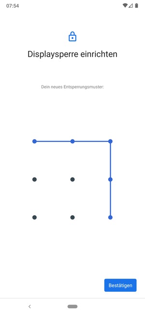 Zeichnen Sie das Entsperrmuster erneut und wählen Sie Bestätigen