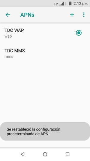 El teléfono se reiniciará con la configuración predeterminada de Internet y MMS