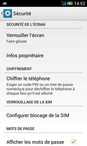 Sélectionnez Verrouiller l'écran