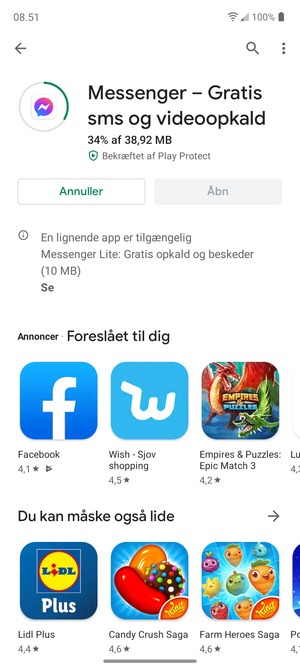 Afvent at installeringen er afsluttet