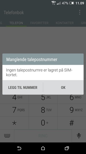Hvis personsvar ikke er innstilt, velg LEGG TIL NUMMER