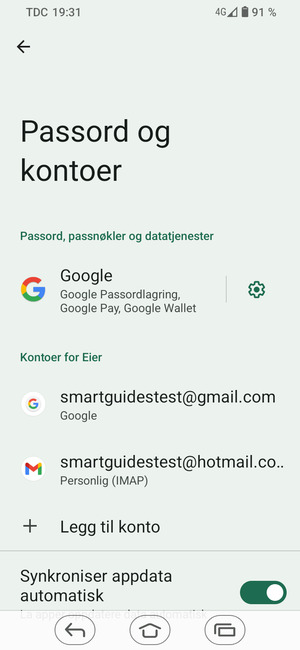 Velg din Google-konto