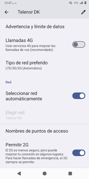 Desplácese y seleccione Nombres de puntos de acceso
