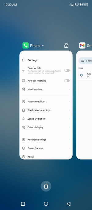 Select the Delete icon to close all running apps