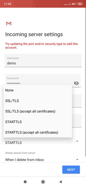 Select None and select NEXT