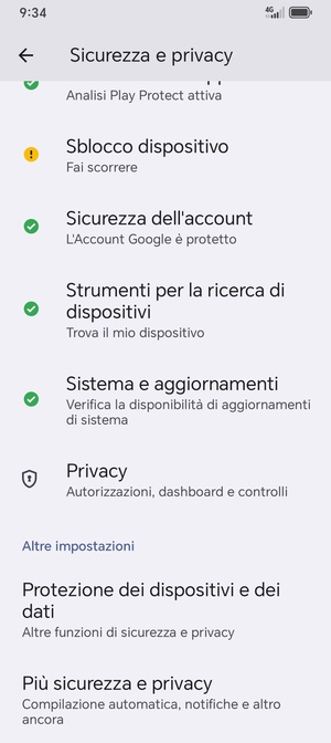 Scorri e seleziona Più sicurezza e privacy