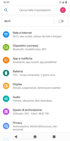 Seleziona Rete e Internet