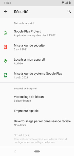 Sélectionnez Verrouillage de l'écran