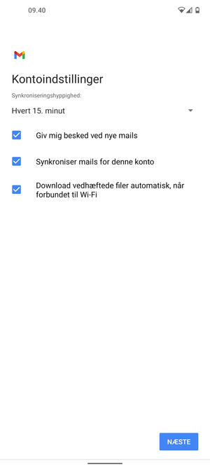 Vælg NÆSTE