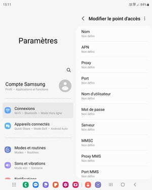 Saisissez les informations MMS