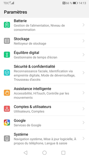 Faites défiler et sélectionnez Système