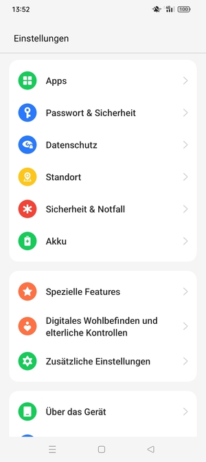 Scrollen Sie und wählen Sie Passwort & Sicherheit