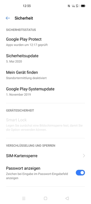 Scrollen Sie und wählen Sie  SIM-Kartensperre