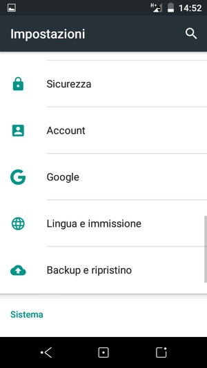 Torna al menu Impostazioni e seleziona Account