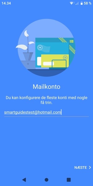 Indtast din Hotmail adresse og vælg NÆSTE