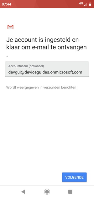 Geef uw account een naam en selecteer VOLGENDE