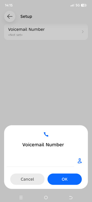 Enter the Voicemail number and select OK