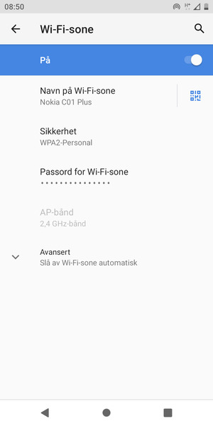 Telefonen din er konfigurert for bruk som et modem
