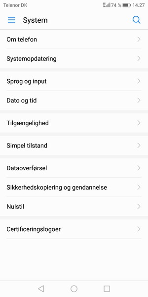 Scroll til og vælg Systemopdatering