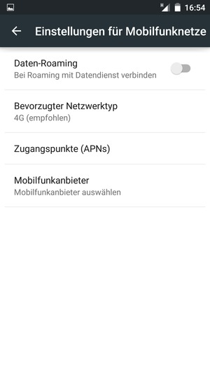 Wählen Sie Bevorzugter Netzwerktyp
