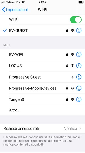 Ora sei connesso alla rete Wi-Fi