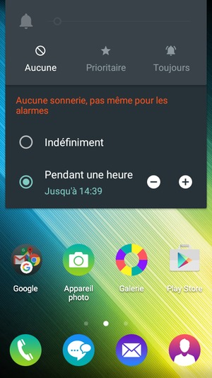 Sélectionnez Aucune pour passer en mode silencieux