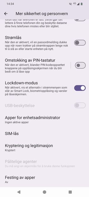Bla til og velg SIM-lås