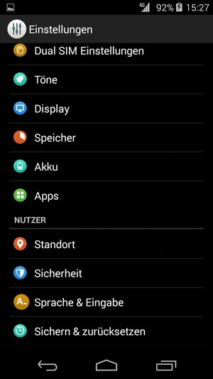 Scrollen Sie und wählen Sie Sichern & zurücksetzen