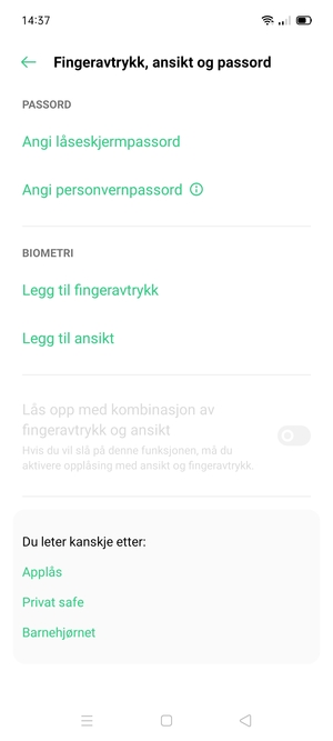 Velg Angi låseskjermpassord