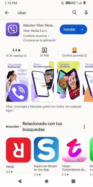 Seleccione la aplicación