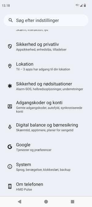 Scroll til og vælg System