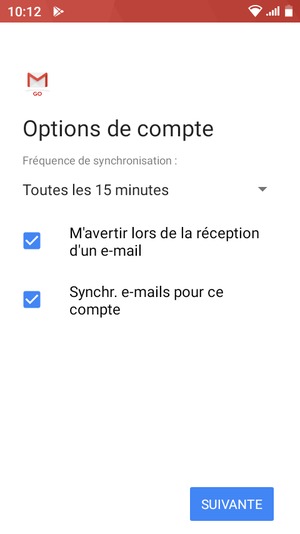 Sélectionnez SUIVANTE