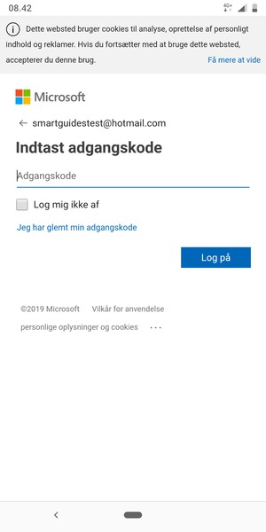 Indtast din adgangskode og vælg Log på