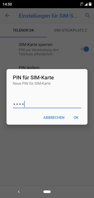 Geben Sie Ihre Neue PIN der SIM-Karte ein und wählen Sie OK