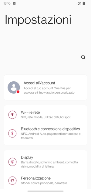 Seleziona Wi-Fi e rete