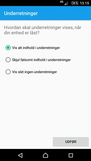 Vælg din foretrukne mulighed og vælg UDFØR