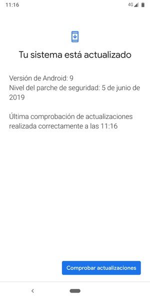 Si su teléfono está actualizado, verá la siguiente pantalla
