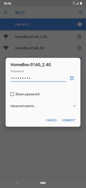 Enter the Wi-Fi password and select CONNECT