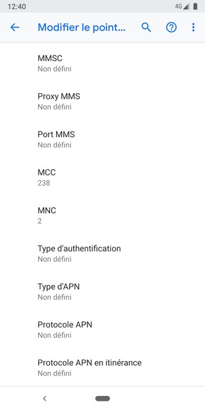 Faites défiler vers le bas et saisissez les informations MMS
