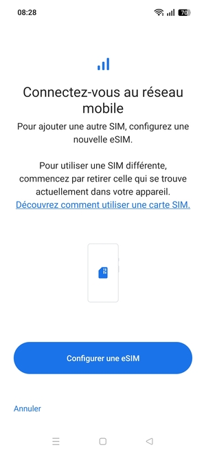Sélectionnez Configurer une eSIM