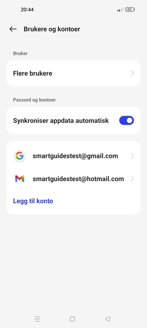 Velg din Google-konto